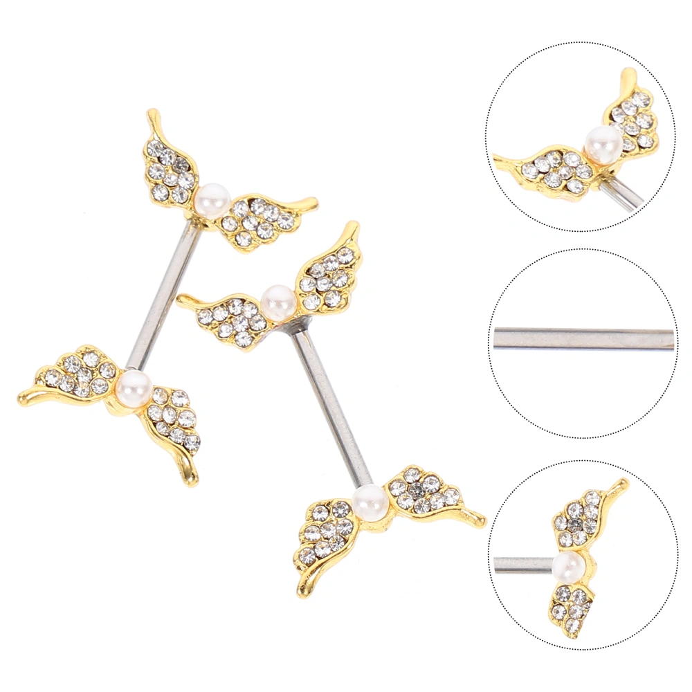 1 Pair Wing Shape Breast Rings Body Jewelry Female Breast Piercing Adornment