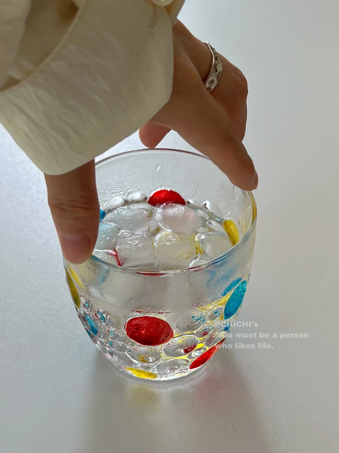 Vintage Hand-painted Colored Dot Bubble Glass