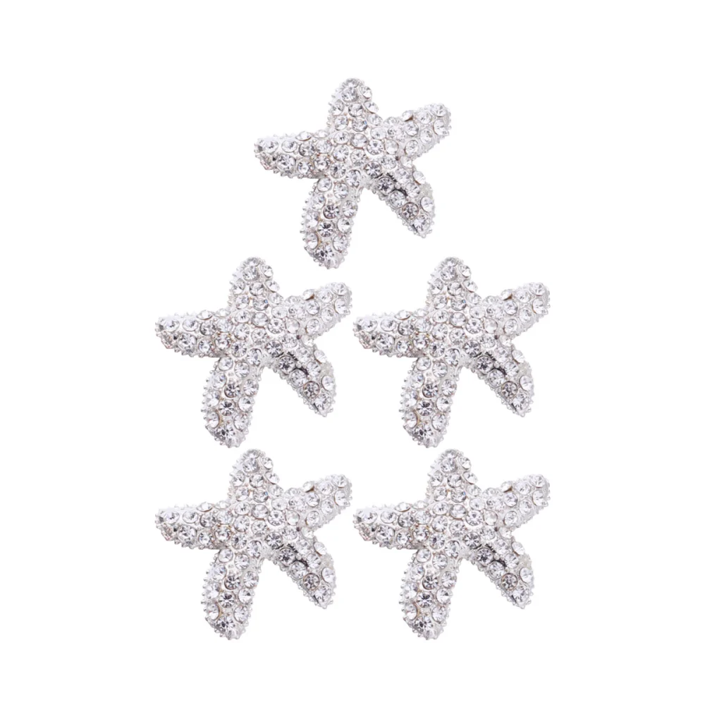 5pcs DIY Patches DIY Alloy Rhinestone Sea Star Shoes Patch Shoes Accessories Stickers