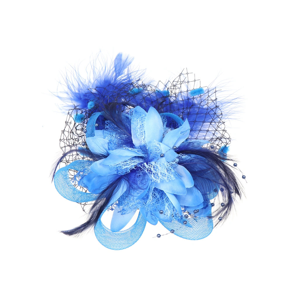 Women Flower  Hairclip Bridal Mesh Hairpins Hair Fascinators Wedding Tea Party Headpiece (Royal Blue)