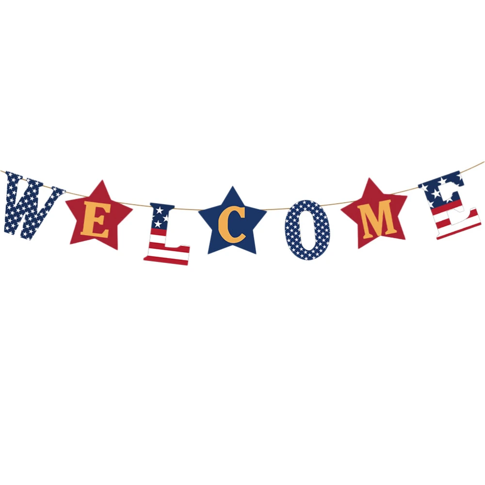 Burlap Banner America Independence Day Welcome Garland Bunting Memorial Day Banner Photo Prop Sign