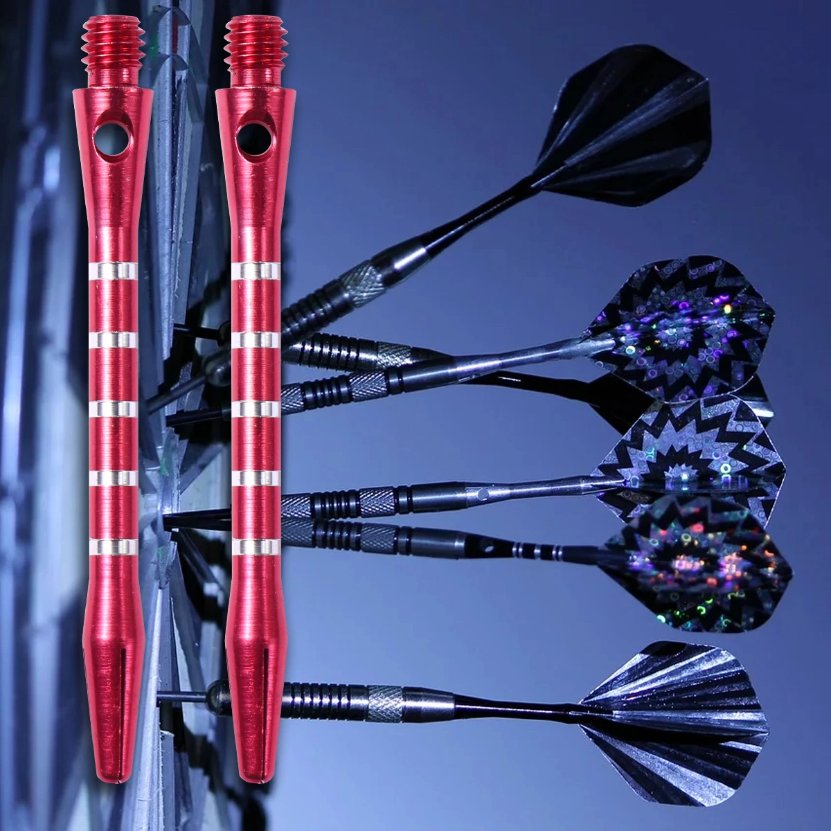 20PCS Standard 2BA Screw Thread Dart Shafts Aluminium Alloy Darts Accessories Metal Stems Alloy Pole Rod with 20PCS Rings (Red)