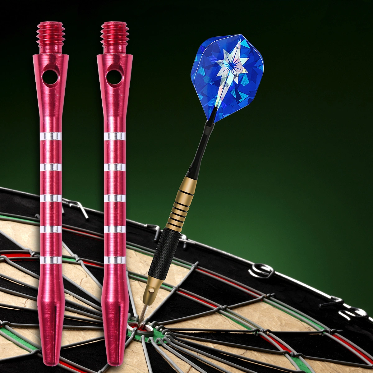 20PCS Standard 2BA Screw Thread Dart Shafts Aluminium Alloy Darts Accessories Metal Stems Alloy Pole Rod with 20PCS Rings (Red)