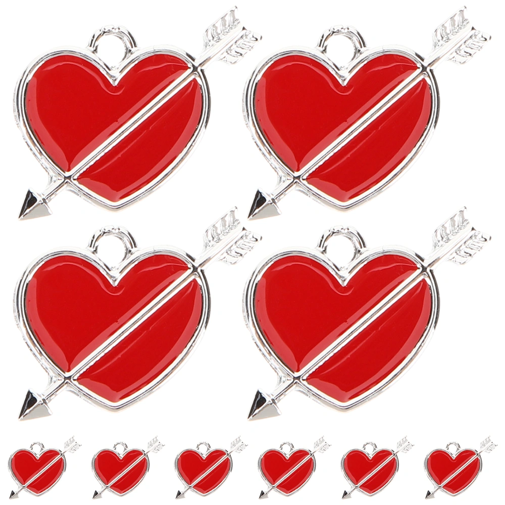 10Pcs Heart Charms Cupid Arrow Jewelry Pendant for Making Necklace Bracelet Key Chains