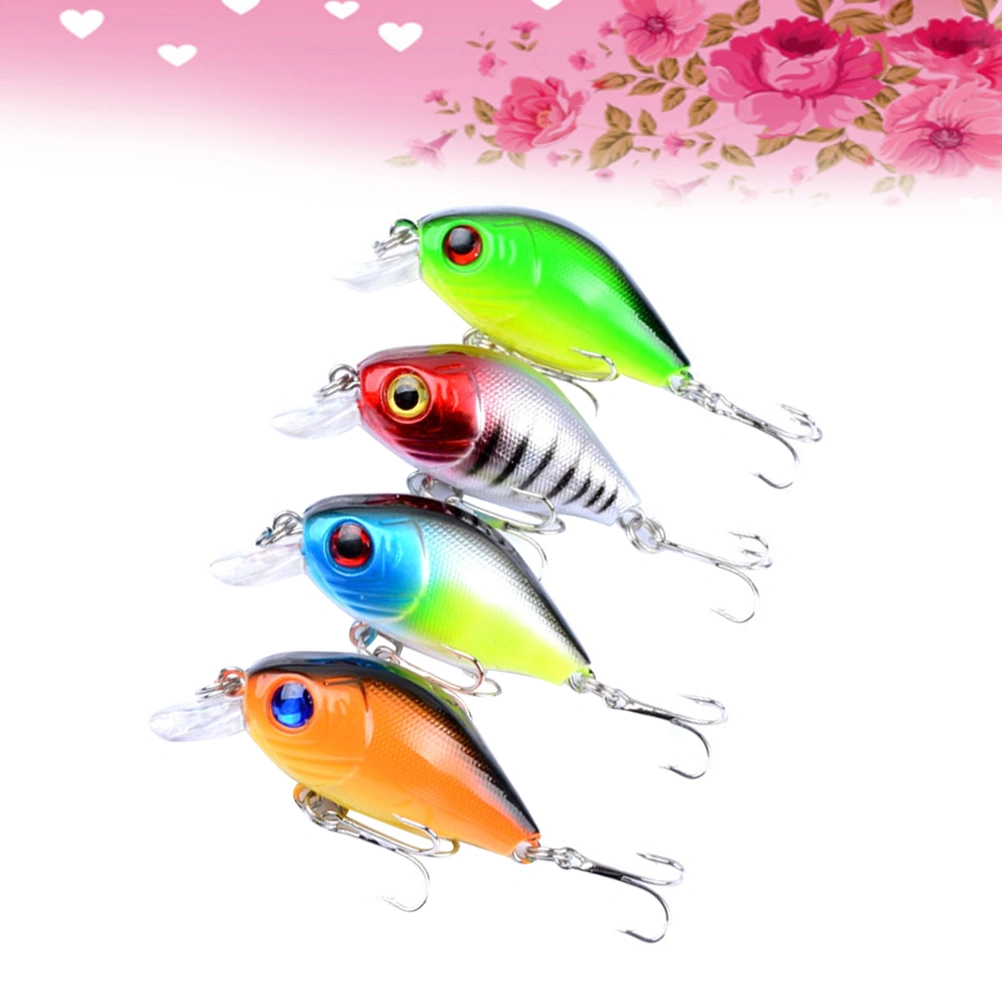 4Pcs Plastic Hard Baits Hard Baits Hard Fishing Lures Set Floating Hard Lures Fishing Lures for Saltwater Freshwater(Set of 4 Colors)