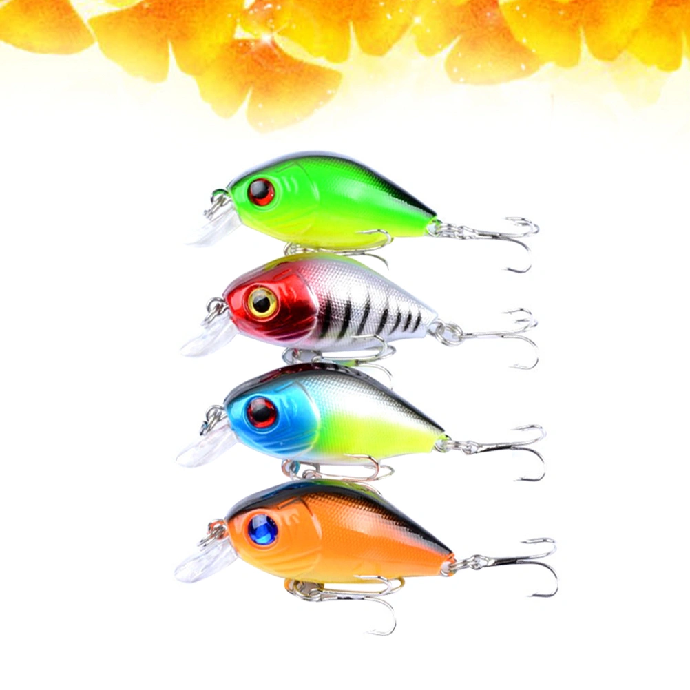 4Pcs Plastic Hard Baits Hard Baits Hard Fishing Lures Set Floating Hard Lures Fishing Lures for Saltwater Freshwater(Set of 4 Colors)