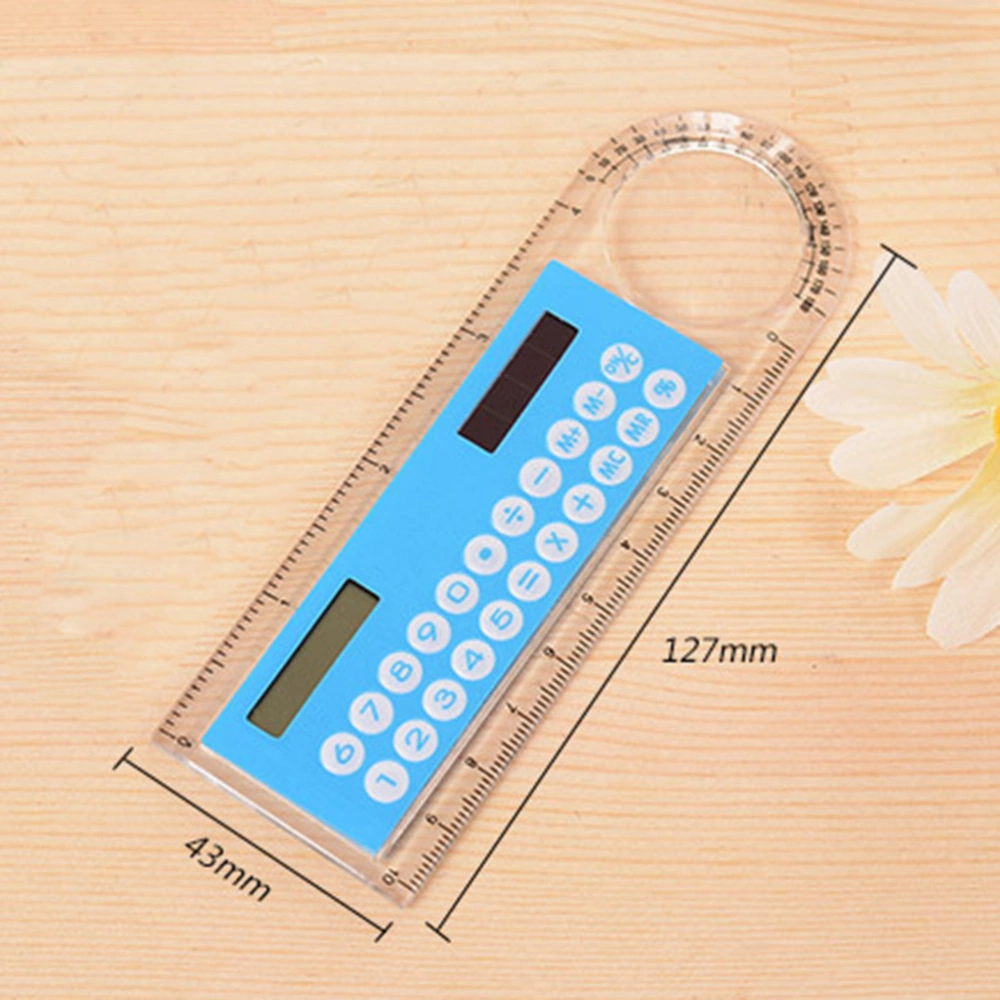 2pcs 10cm Ruler Mini Digital Calculator 2 in 1 Kids School Office Stationery Gifts (Random Color)