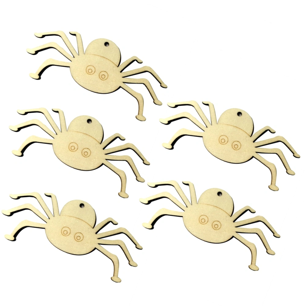 10pcs Wooden Halloween Spider Pendant Small Hangings Pendants Props for DIY Party Decor Supplies