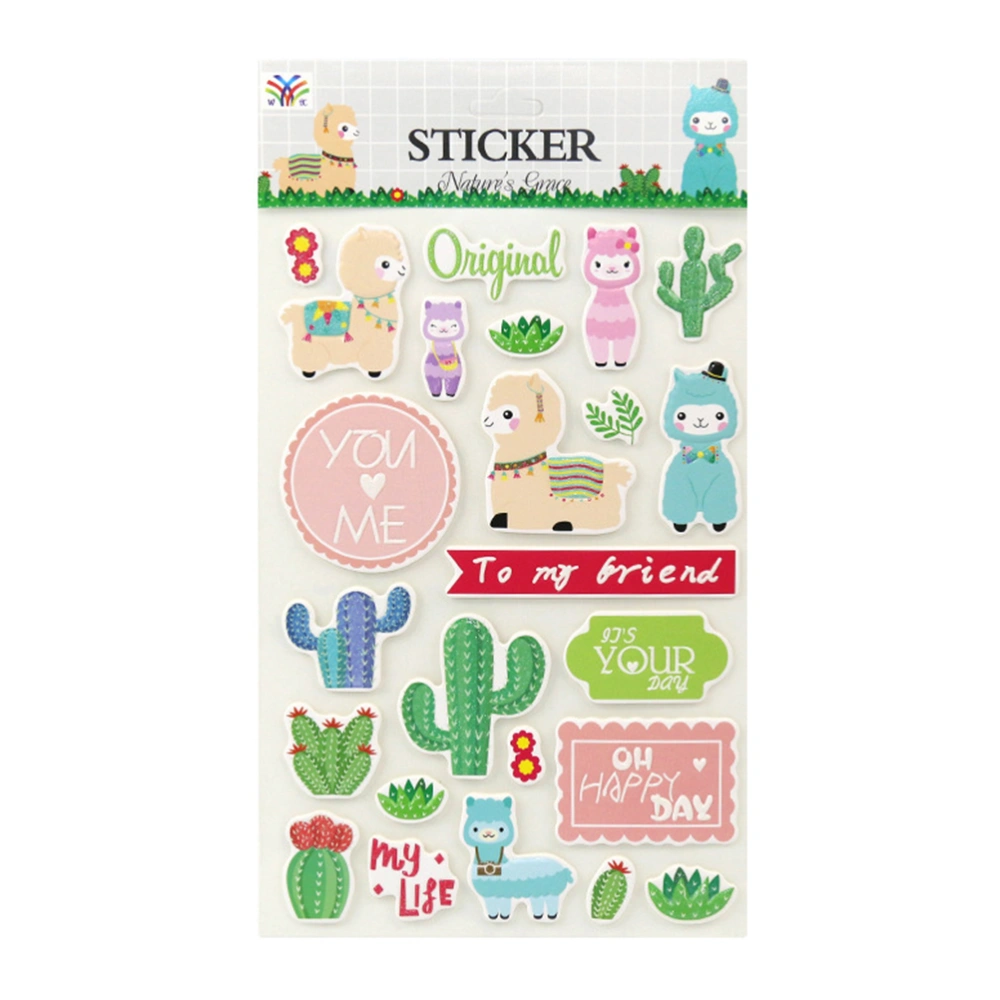 Cactus Alpaca Stickers Decorative Stationery Stickers Lable Stickers Scrapbooking DIY Diary Album Stickers