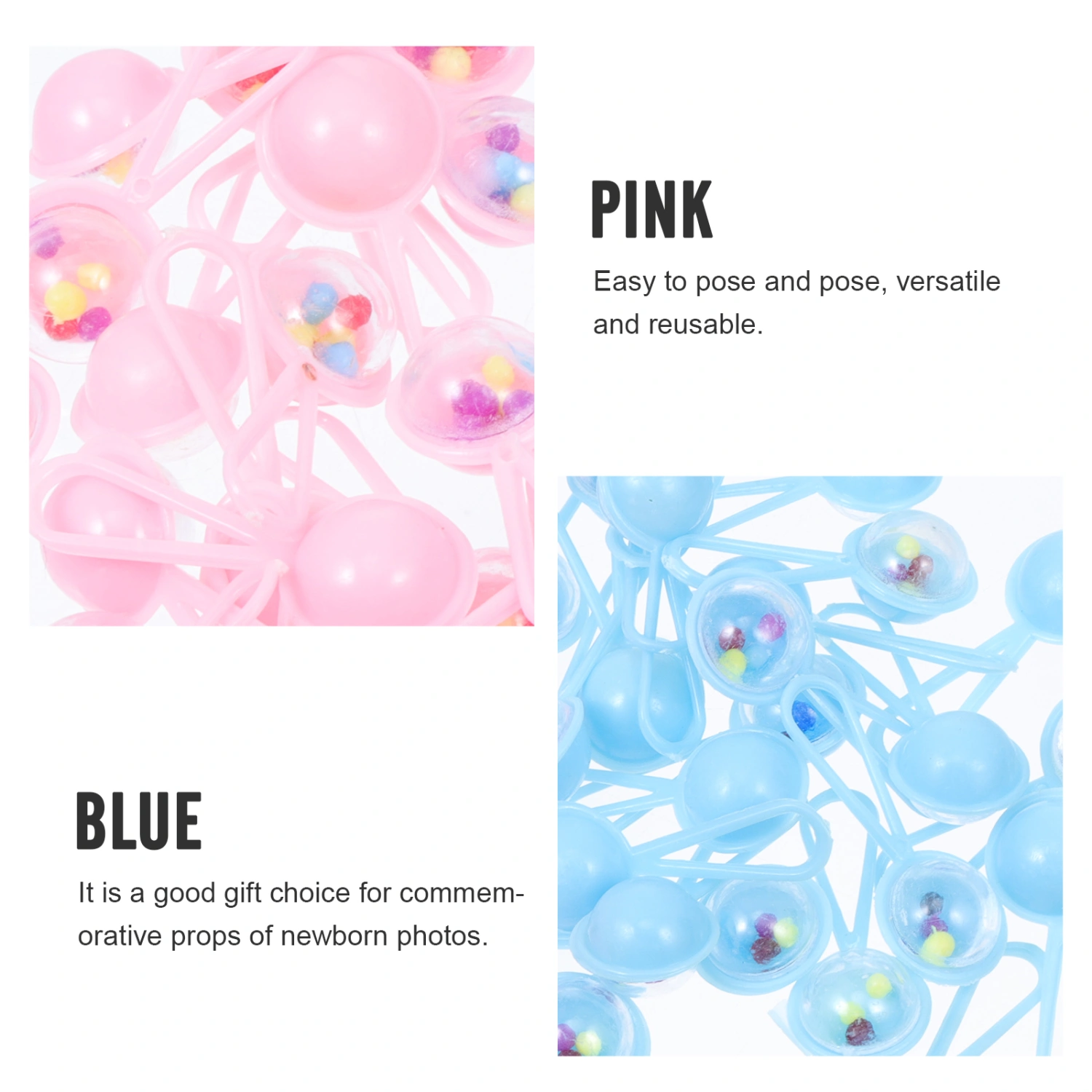 48pcs Baby Shower Mini Rattle Charm Baby Shower Decoration Acrylic Rattle