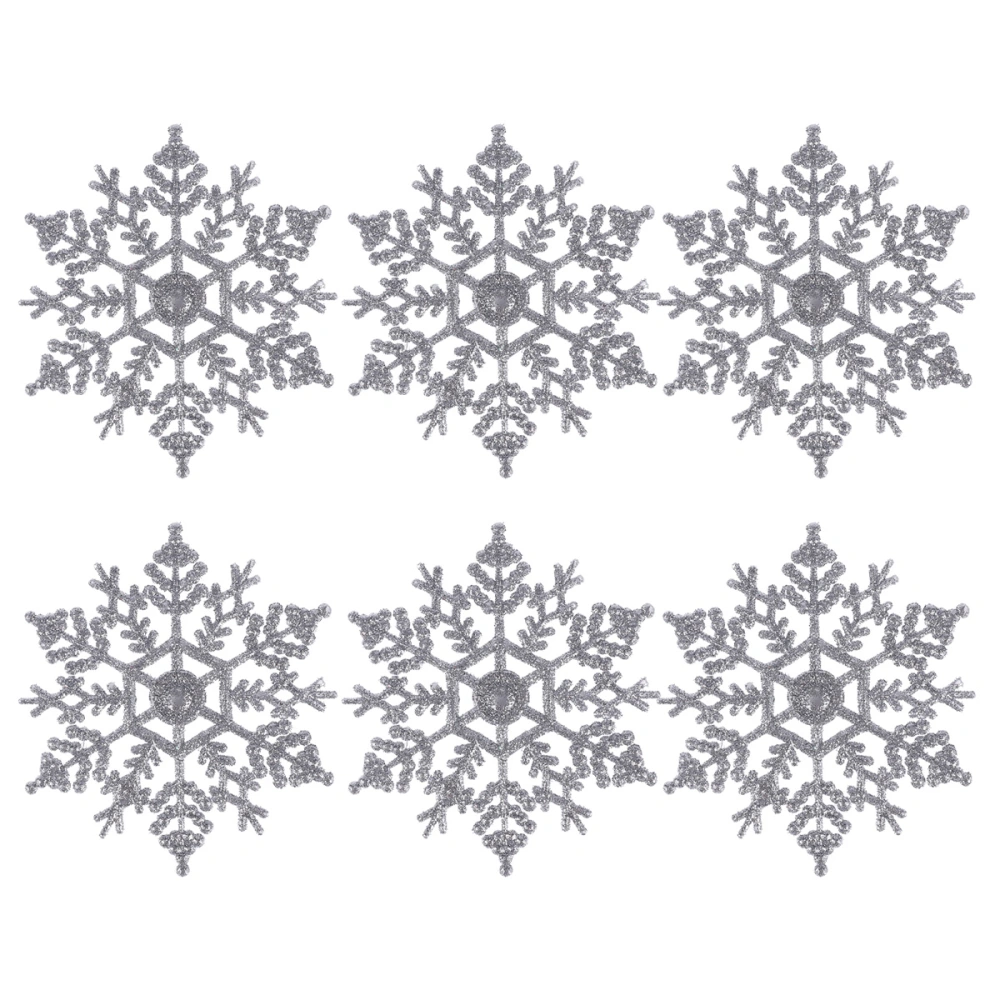 6pcs Fashion Snowflake Adornment Creative Snowflakes Ornaments for Christmas Tree Party Decor Silver