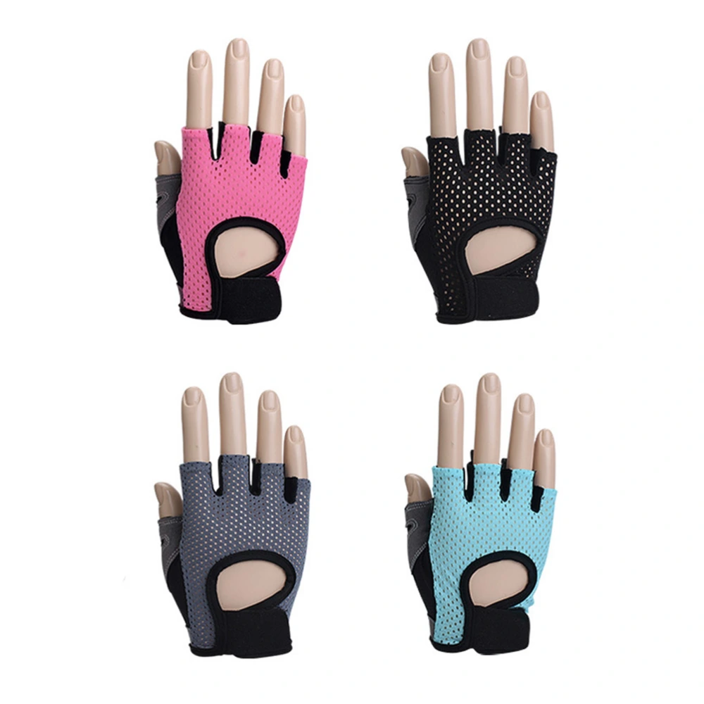 Women Fashion Strength Training Half Finger Gloves Palm Protective Gloves Sports Equipment Gloves for Weightlifting Dumbbell Pushing Training (Pink, M Size)