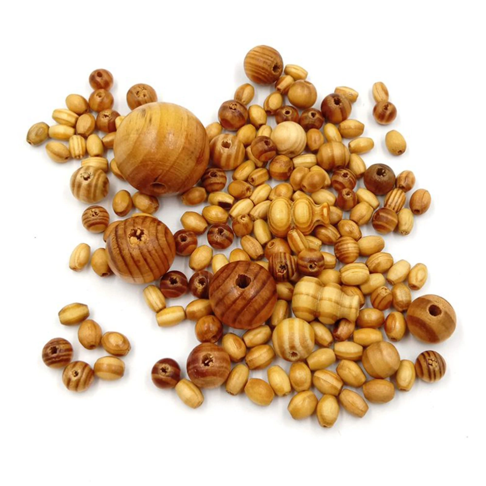 32G/Bag Beads Round Pine Wood Spacer Big and Small Beads for Jewelry Ornaments Making (Random Packing)