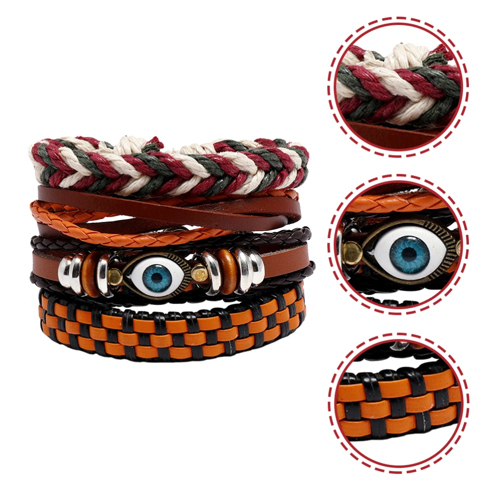 4pcs Braided Bracelet Bohemia Style Wrist Chain Fashion Wristband Hand Jewelry