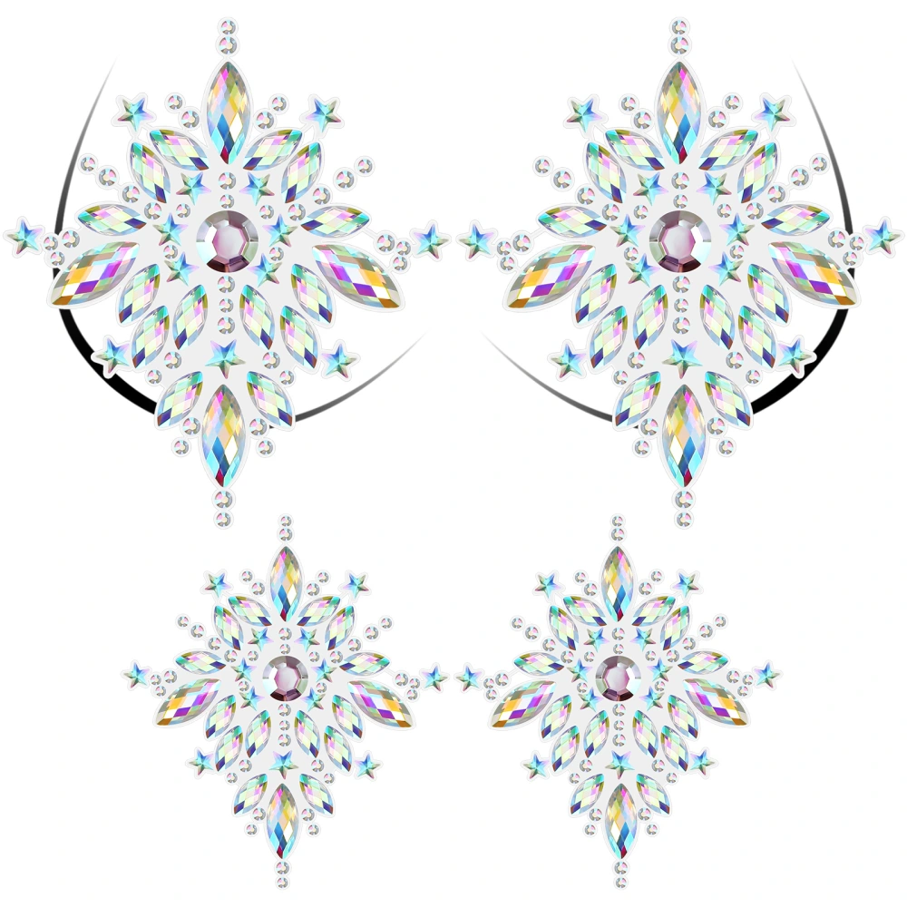 1 Set Resin Rhinestones Face Jewels Rave Festival Face Chest Body Stickers for Women and Girls