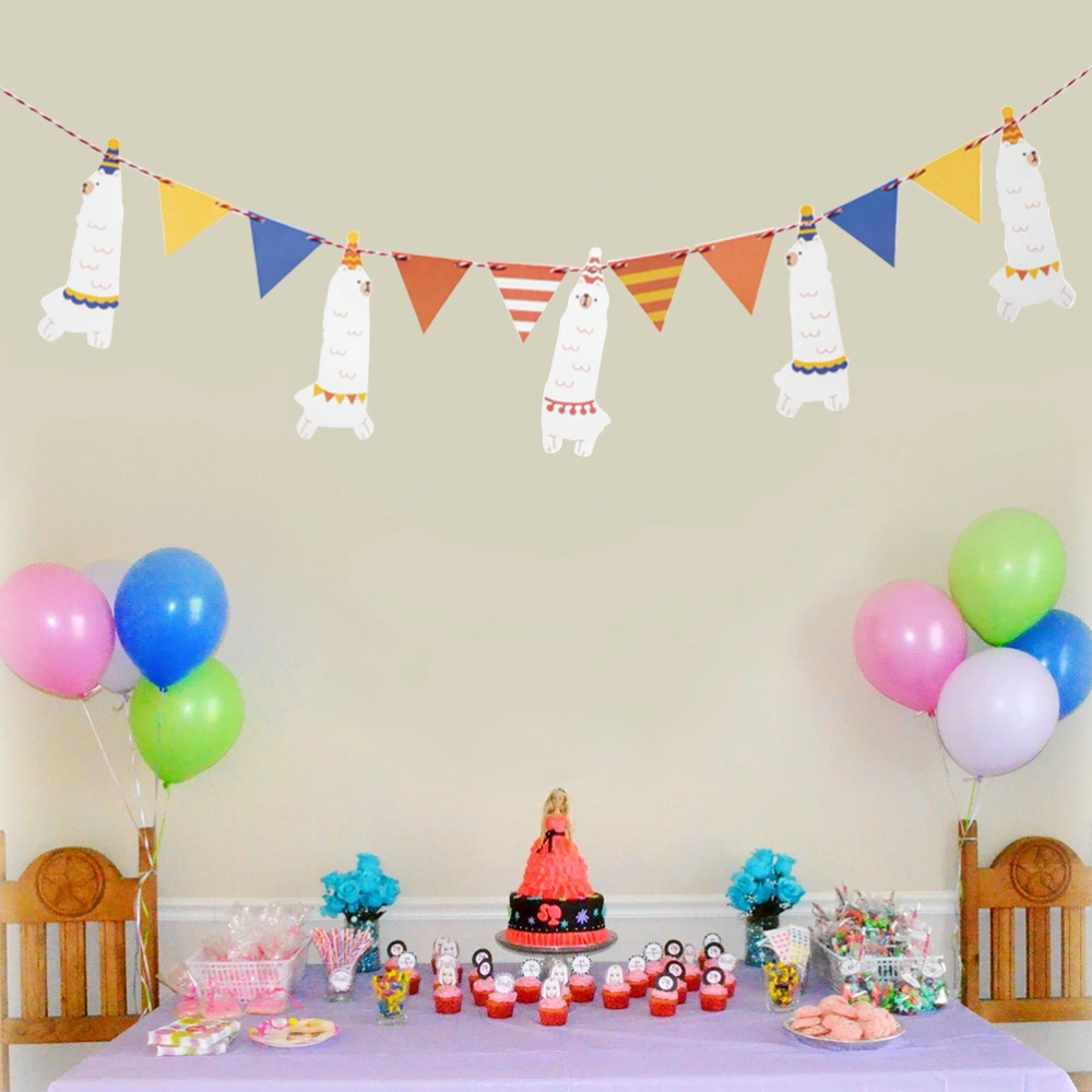 Llama Banner Llama Bunting Llama Party Decor Kids Room Decoration Birthday Party Decoration Supplies for Kids (Alpaca)