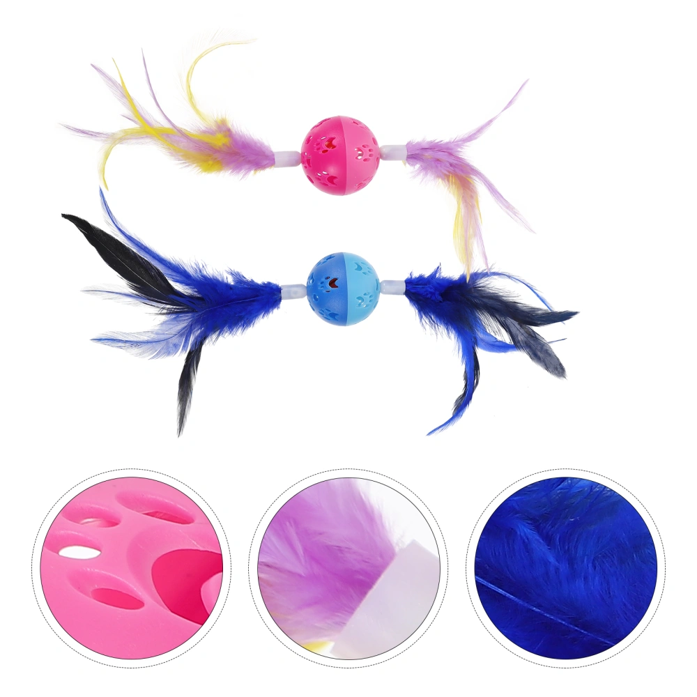 2Pcs Cat Ball Toys Feather Cat Balls Interactive Cat Toys Pet Supplies