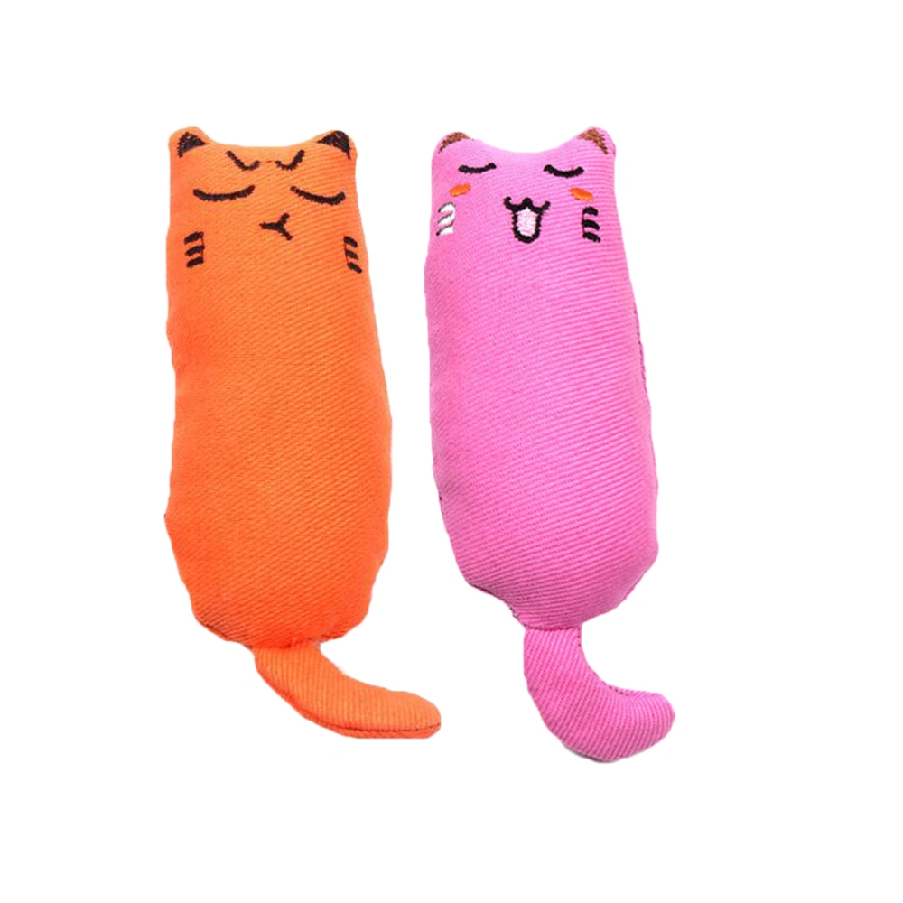 2pcs Cat Catnip Toys Cat Playing Chewing Toy Teeth Cleaning Creative Pillow Scratch Pet Catnip Teeth Grinding Chew Toys (Red + Orange)