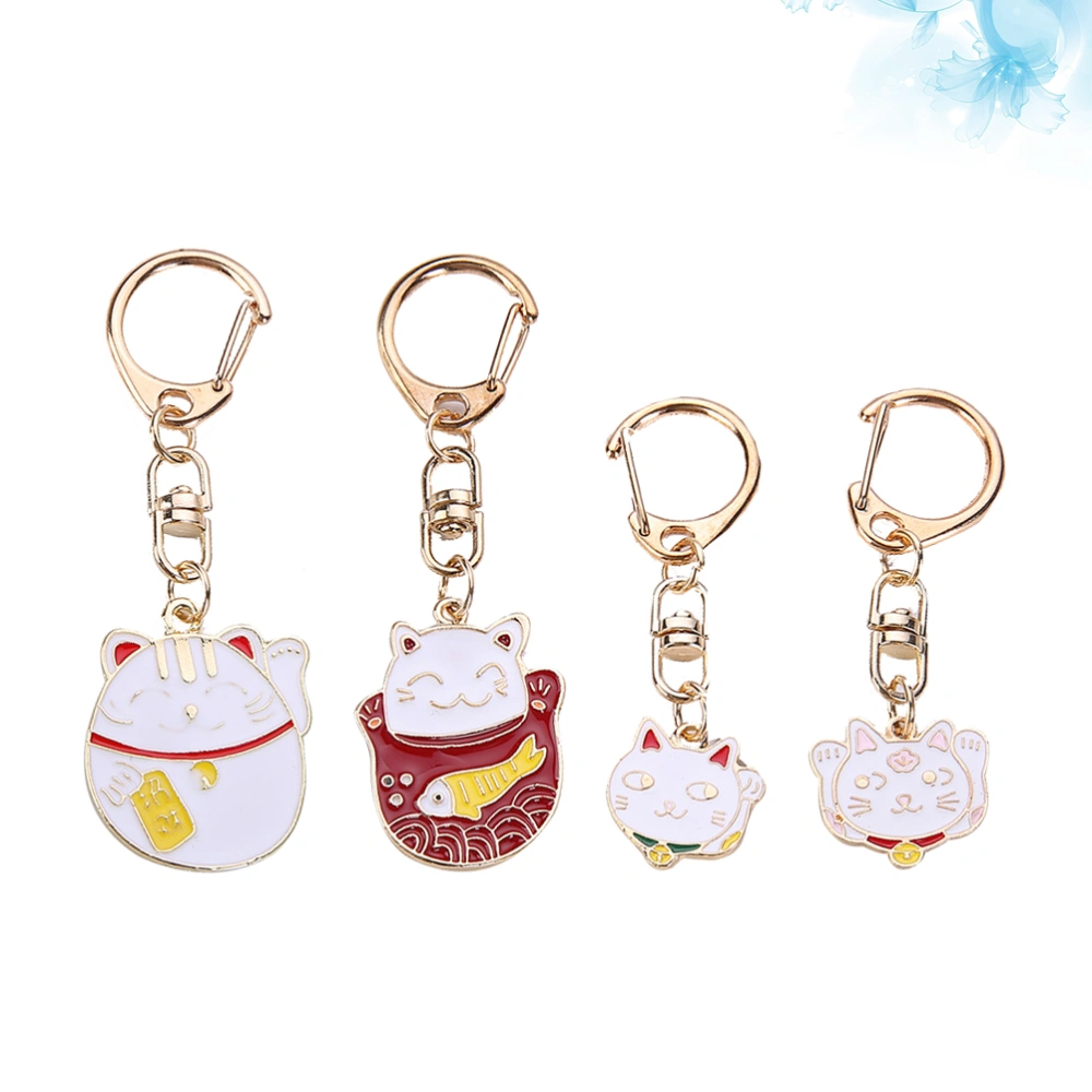 4pcs Cat Keychains Interesting Key Holder Delicate Key Ring Key Decoration Small Gift for Men Women