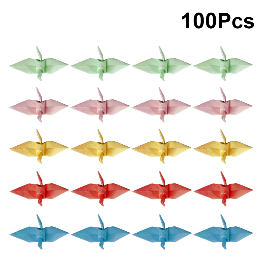 100Pcs 6cm Handmade Origami Cranes Paper Crane Decorations for Valentine's Day Wedding Holiday (Mixed Color)