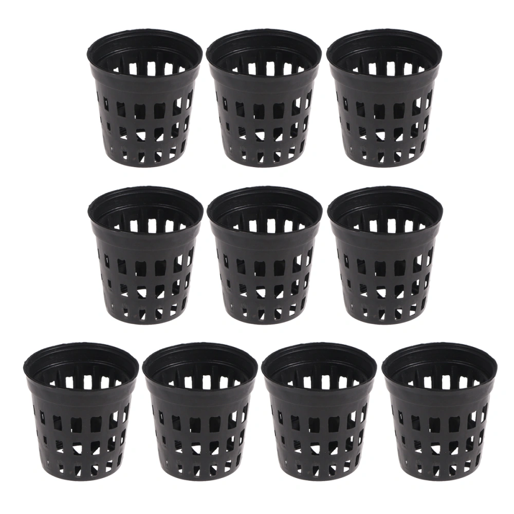 10pcs Aquarium Plastic Pot Baskets Aquarium Aquatic Water Flower Plant Grass Planting Decor Black - Middle Size