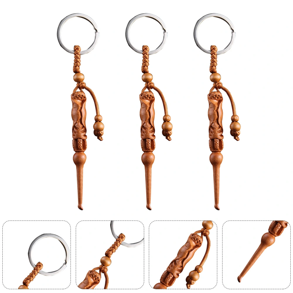 3PCS Ear Wax Removal Tool Keychain Professional Hanging Earwax Spoon Keychain