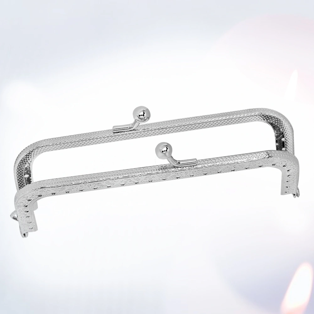 12.5cm Silver SquareEmbossed Non-Breaking Hole Package Clamp Accessories Iron Purse Frame Kiss Clasp Lock for Bag Making