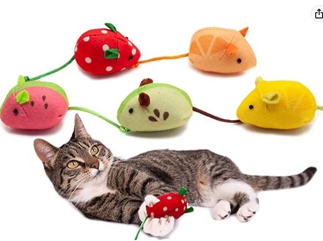 5pcs Fruit Mice Cat Toys Plush Toys Catnip Mouse Kitten Toys Cat Interactive Toys