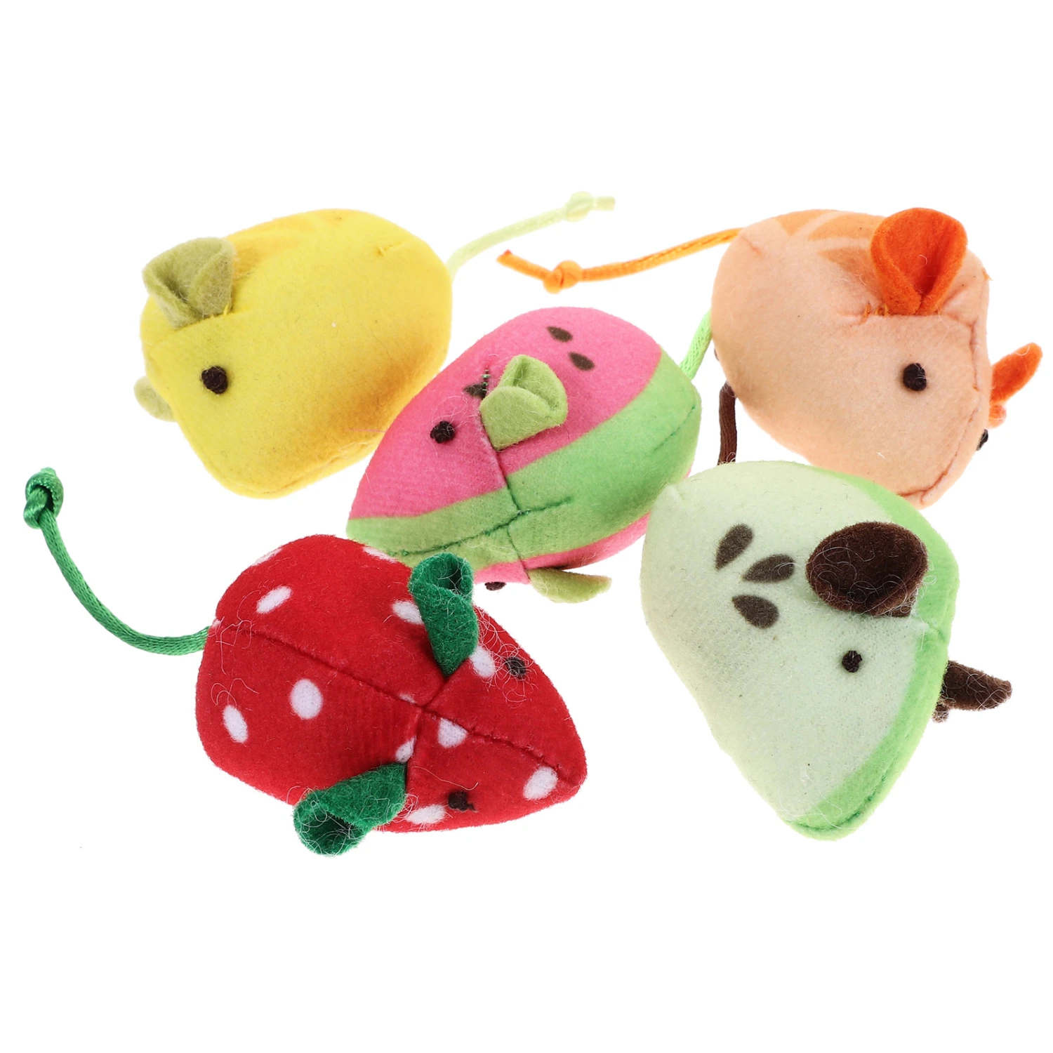 5pcs Fruit Mice Cat Toys Plush Toys Catnip Mouse Kitten Toys Cat Interactive Toys