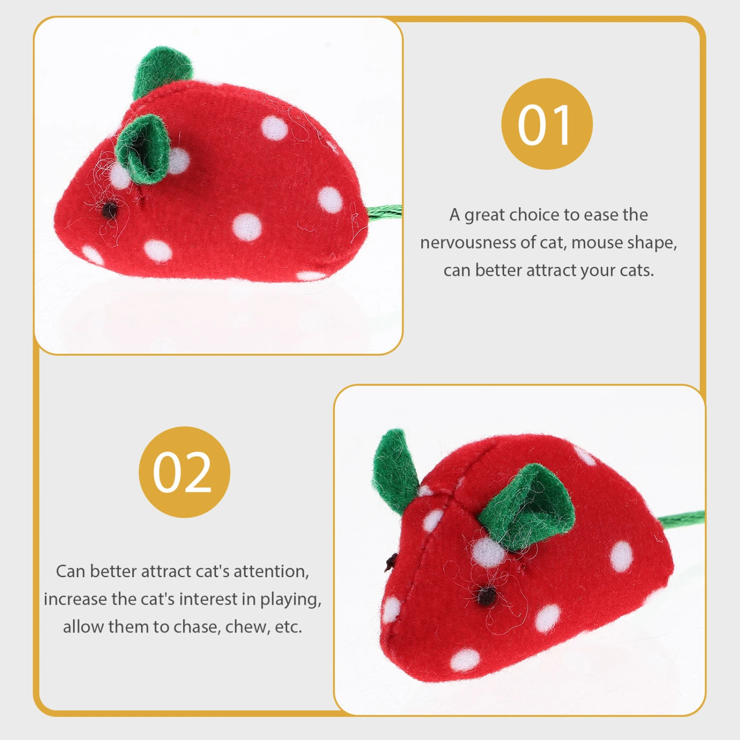 5pcs Fruit Mice Cat Toys Plush Toys Catnip Mouse Kitten Toys Cat Interactive Toys
