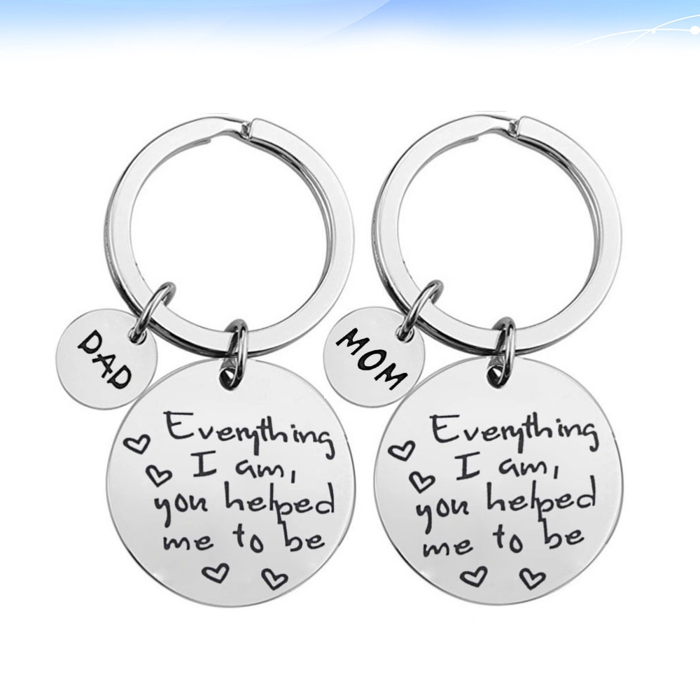 2pcs Mom Dad Keychains Unique Key Holder Funny Key Ring Key Decoration Small Gift for Men Women