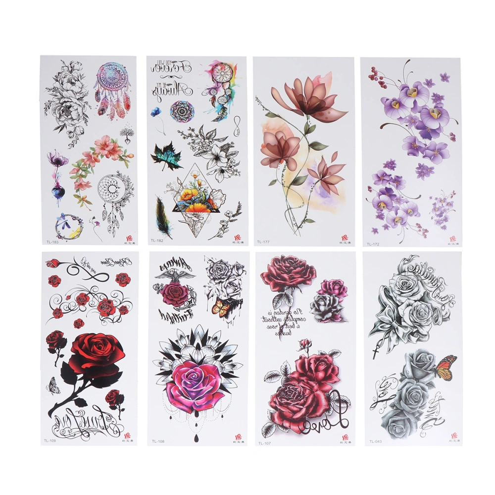 8 Pcs Stickers Personality Fashion Colored Stickers Waterproof Body Stickers Temporary Stickers for Young Women Men