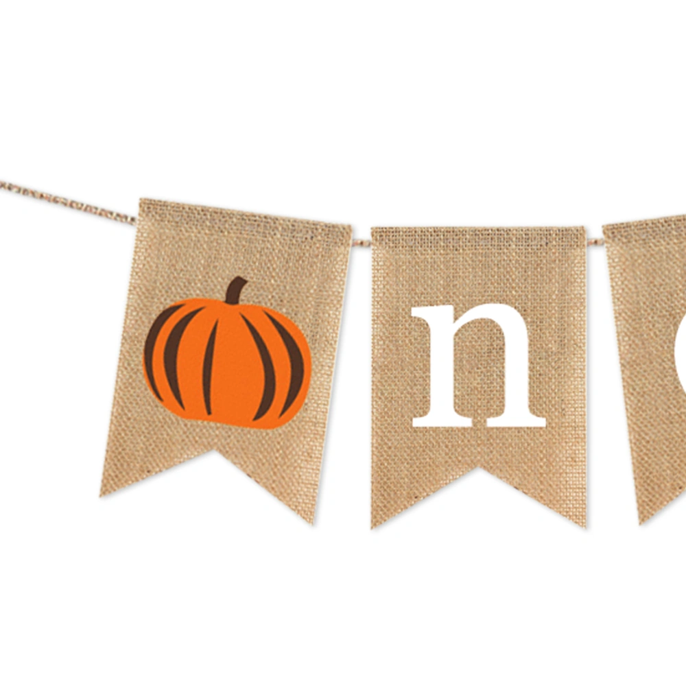 Burlap Banner Halloween Theme Pumpkin Baby First Birthday Bunting Pull Flag Kids Party Decoration Hanging Garland