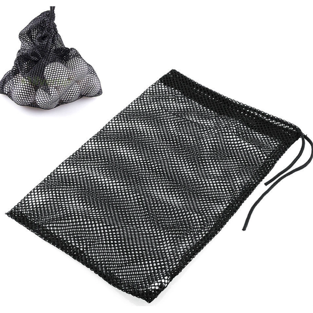 3pcs Black Durable Mesh Nets Bags Pouch Tennis Ball Carrying Holder Storage Drawstring Closure Bag Not Included Balls(Middle Size Could Carry 25pcs Balls)