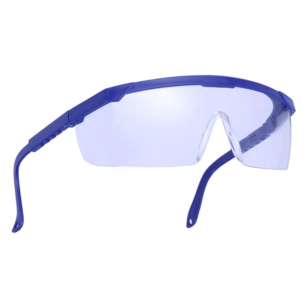 PC Safety Glasses UV-protection Motorcycle Goggles Dust Wind Proof High Strength Impact Resistance for Riding Cycling (Blue Frame and White Lens)