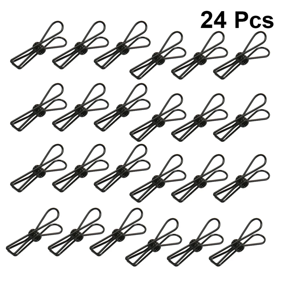 24pcs Black Receipt Clip Creative Bill Organizer Clip for Home Office School (Random Color)