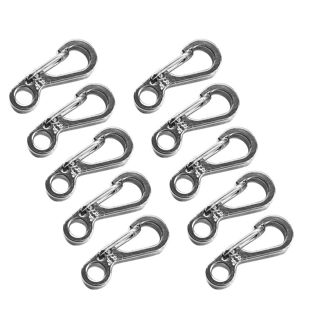 10Pcs Mini Carabiner Clip Bottle Backpack Keychain Lock Hook for Umbrella Rope Parachute Cord Outdoor Clasps Tactical Survival Gear (Silver)