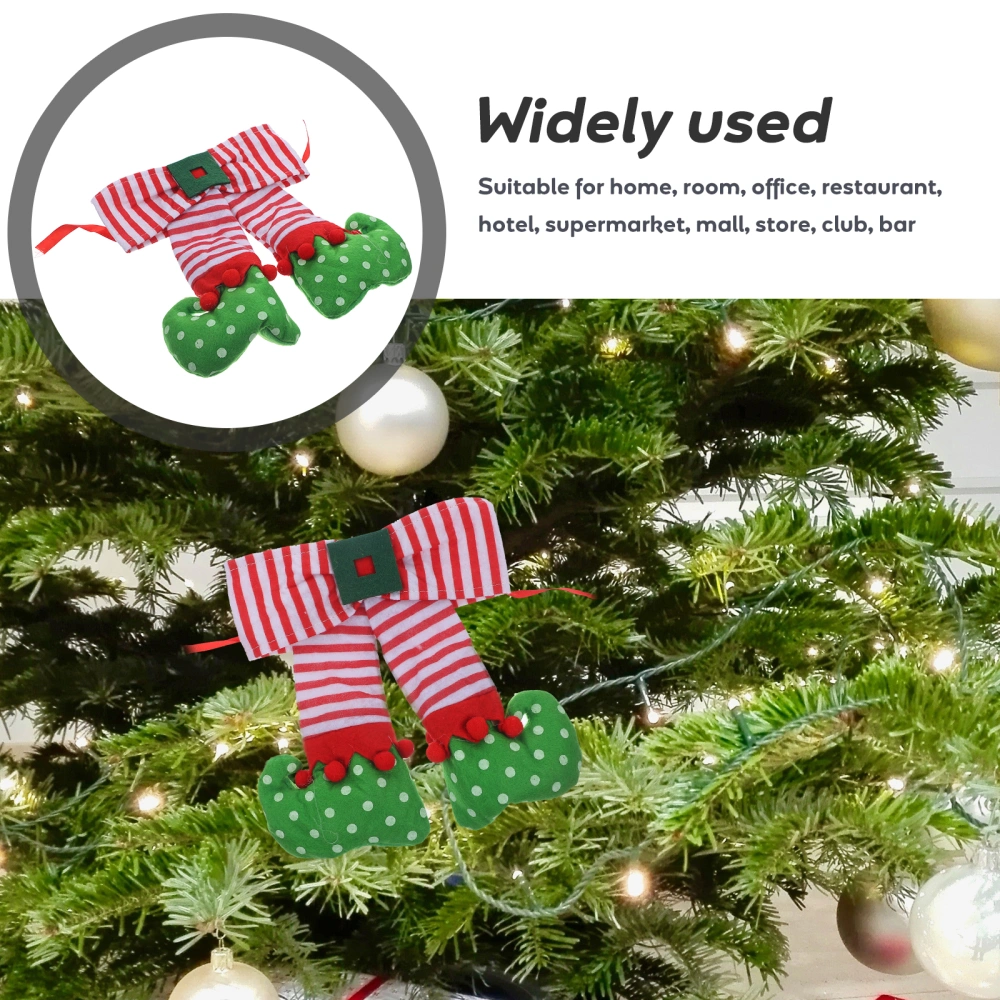 Classic Christmas Stockings Hangeings Elf Foot Socks Hangs Decorations Christmas Tree Hangings for Xmas Tree Ornament Gift (Green)