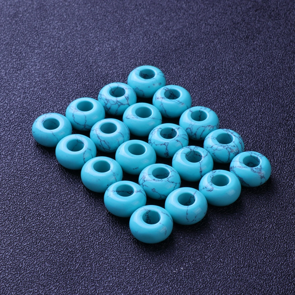 20pcs Natural Agate Beads Agate Big Hole Beads Ornament DIY Jewelry Accessories DIY Bracelet Beads (Blue Turquoise)