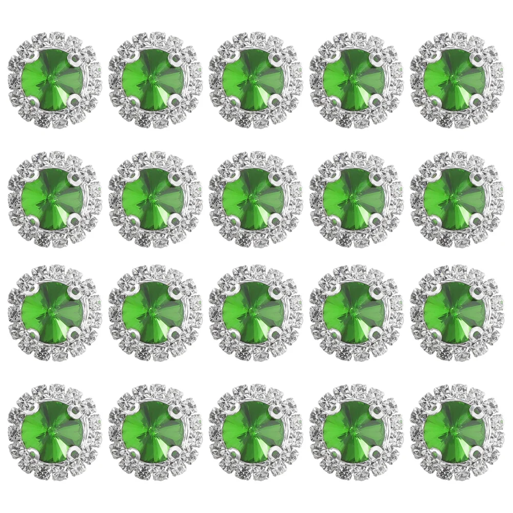 20PCS Flatback Round Rhinestones DIY Craft Crystals Table Scatters for Jewelry Making Wedding Bridal Shower Decoration (Green)