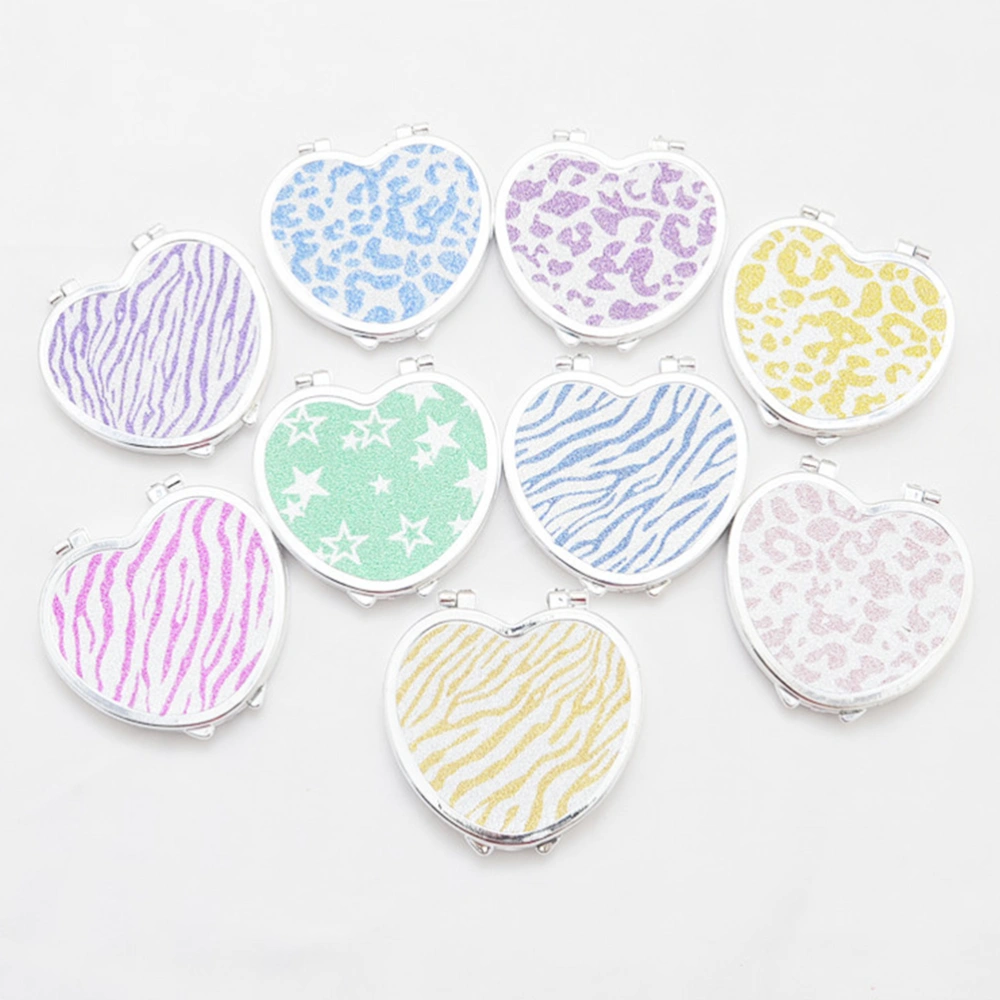 Mini Pocket Heart Shaped Makeup Mirror Cosmetic Compact Mirrors Portable Double Sides Make up Mirror for Women (Random Color)