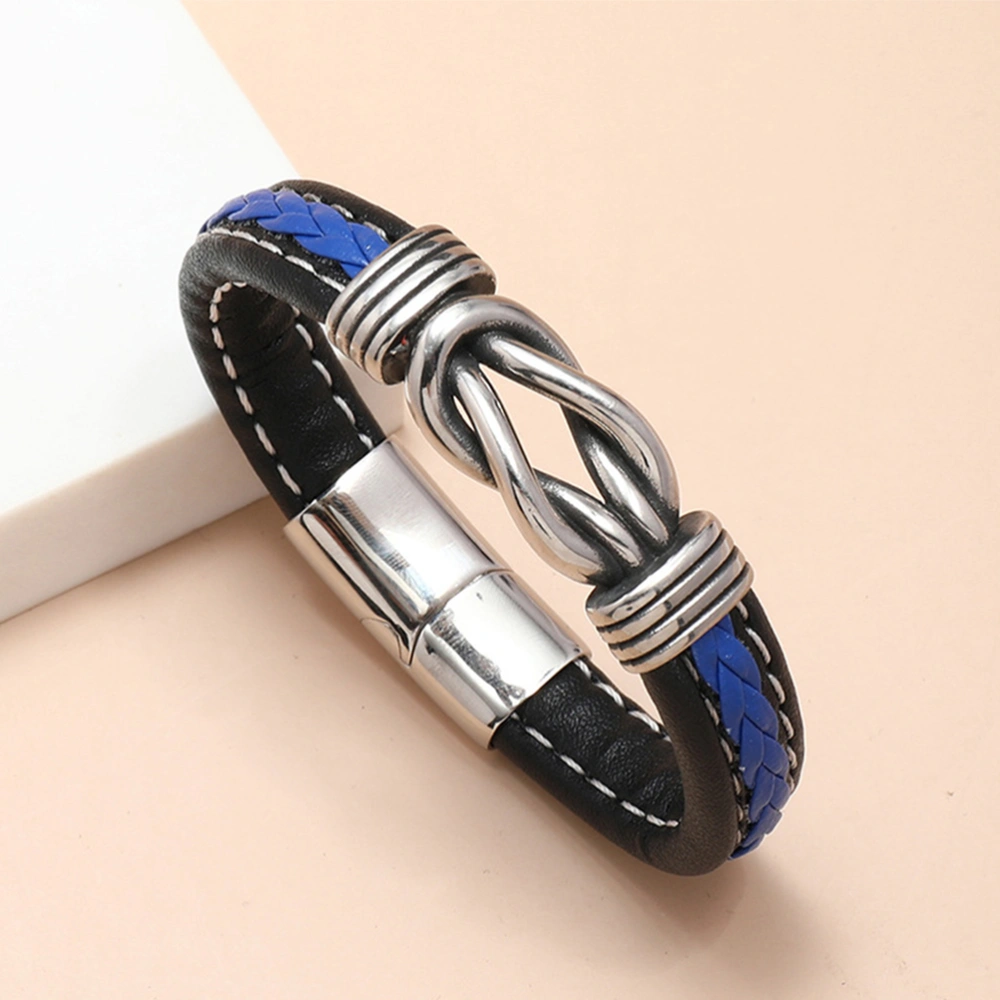 Male Bracelet Magnetic Wristband PU Leather Bangle Stylish Men Wrist Decoration