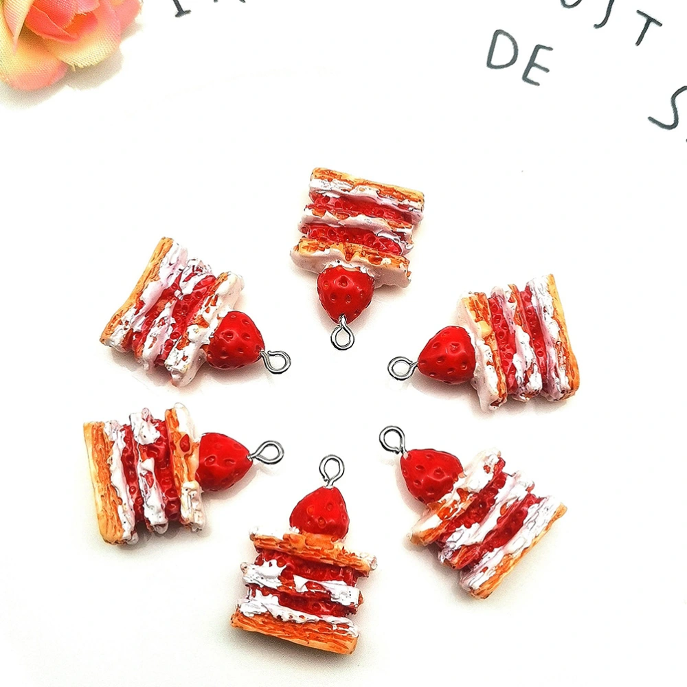 10pcs Creative Strawberry Cake Accessories Resin DIY Cake Pendants Accessories