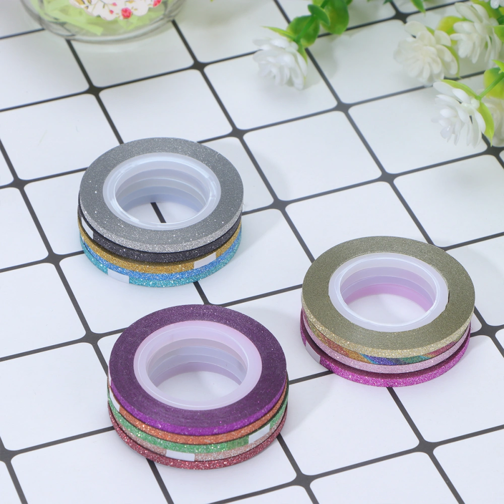 14 Rolls 3mm Shiny Nail Art Line Nail Sticker Tape Nail Decals Set Manicure DIY Tool for Women Lady (14 Color)