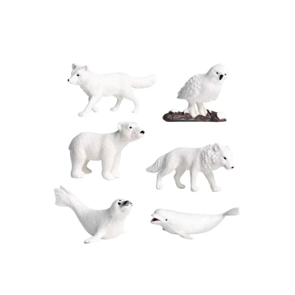 6PCS Arctic Animals Models Simulation Animal Ornament Plastic Animal Decorations Desktop Adornment for Home Shop