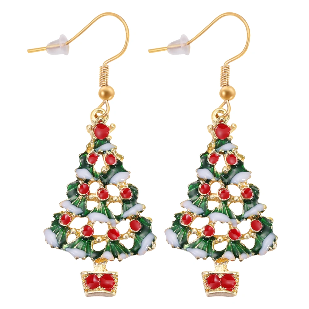 Yeahibaby 1 Pair of Lovely Christmas Tree Earrings Rhinestone Dangle Ear Stud Christmas Gift for Women Girls