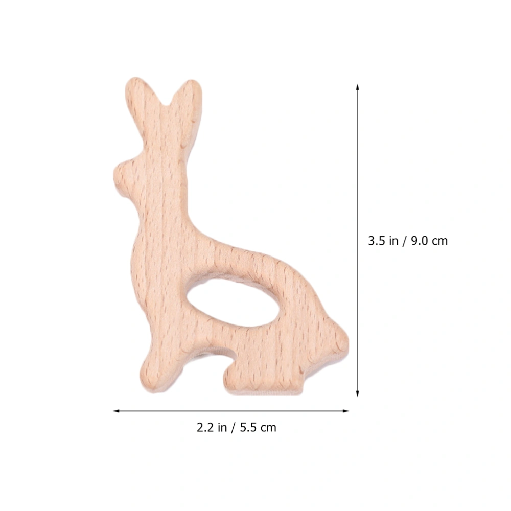 2 Pcs Wooden Baby Teether Toys Teeth Grinding Rod Rabbit Shape Baby Chewing Toys