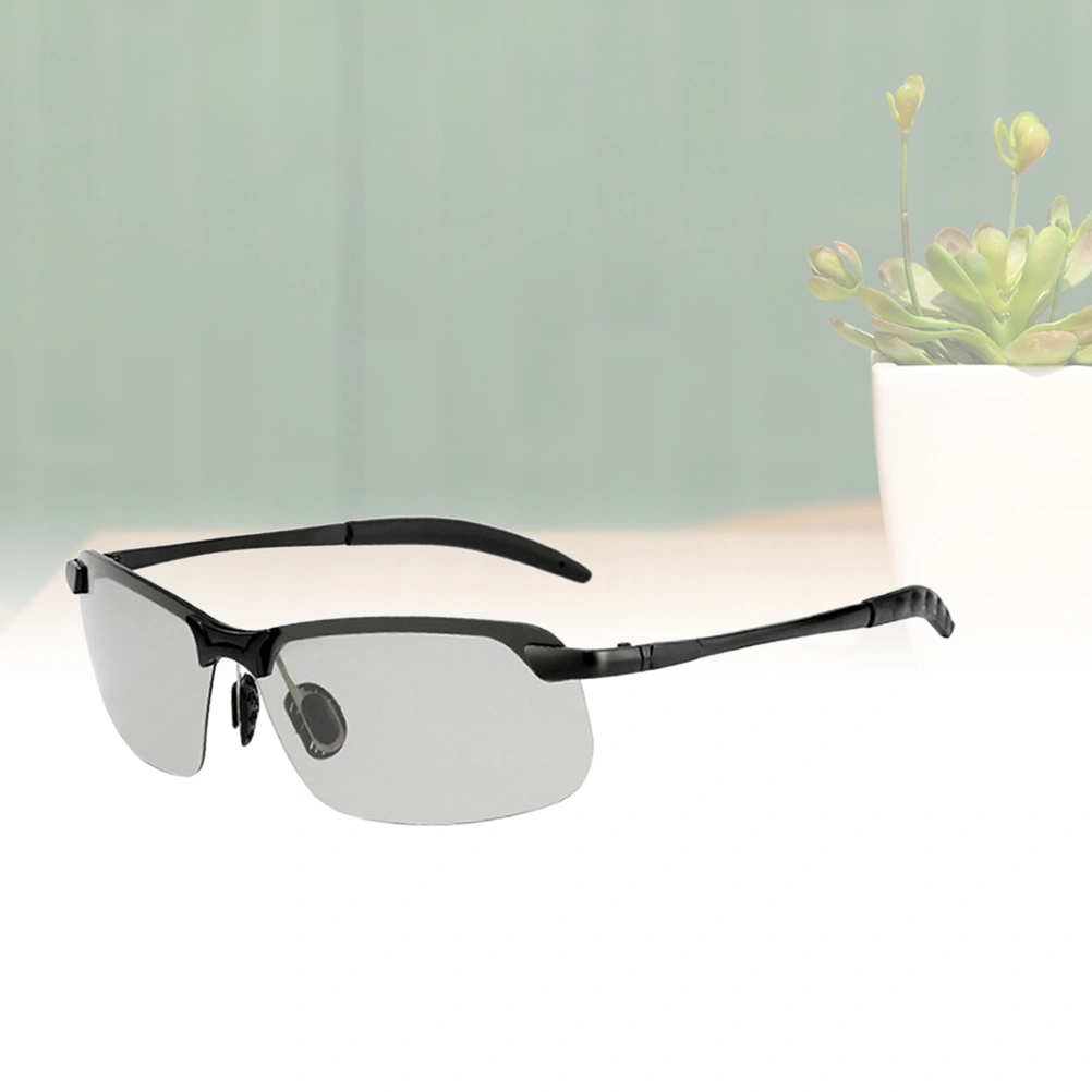 Men Polarized Sunglasses Clip Drive Sunglasses Night Vision Goggles Resin Lenses Night Driving Glasses Large Size (Black Frame)