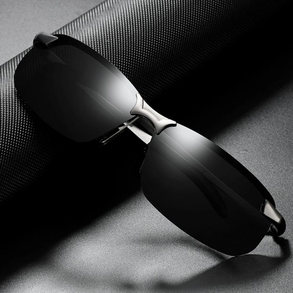 Men Polarized Sunglasses Clip Drive Sunglasses Night Vision Goggles Resin Lenses Night Driving Glasses Large Size (Black Frame)
