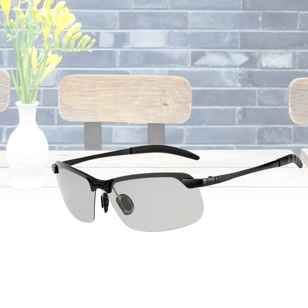 Men Polarized Sunglasses Clip Drive Sunglasses Night Vision Goggles Resin Lenses Night Driving Glasses Large Size (Black Frame)